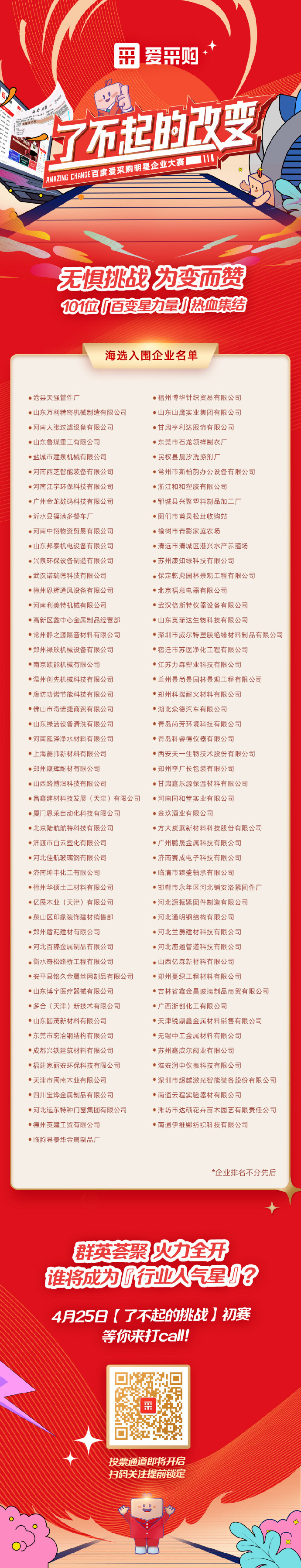 百度愛(ài)采購明星企業(yè)大賽海選賽入圍企業(yè)名單新鮮出爐